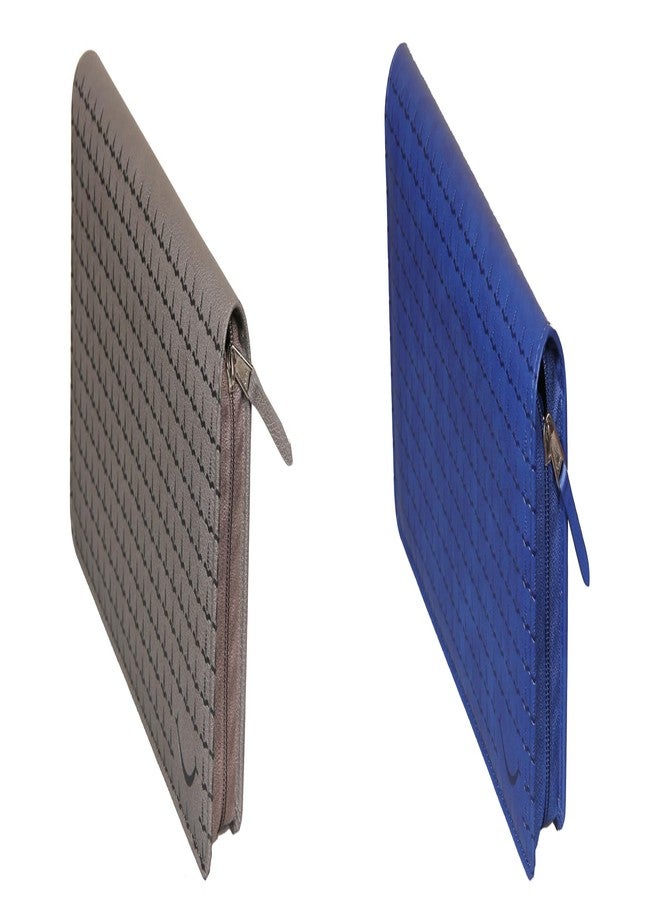 Sukeshcraft Combo Multiple Cheque Book Holder| Zipper Closure |Card Holder | Travel Document Organizer(Grain Gray - Navy Blue) - Image 1
